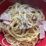 豆乳できのことハムのクリームパスタ